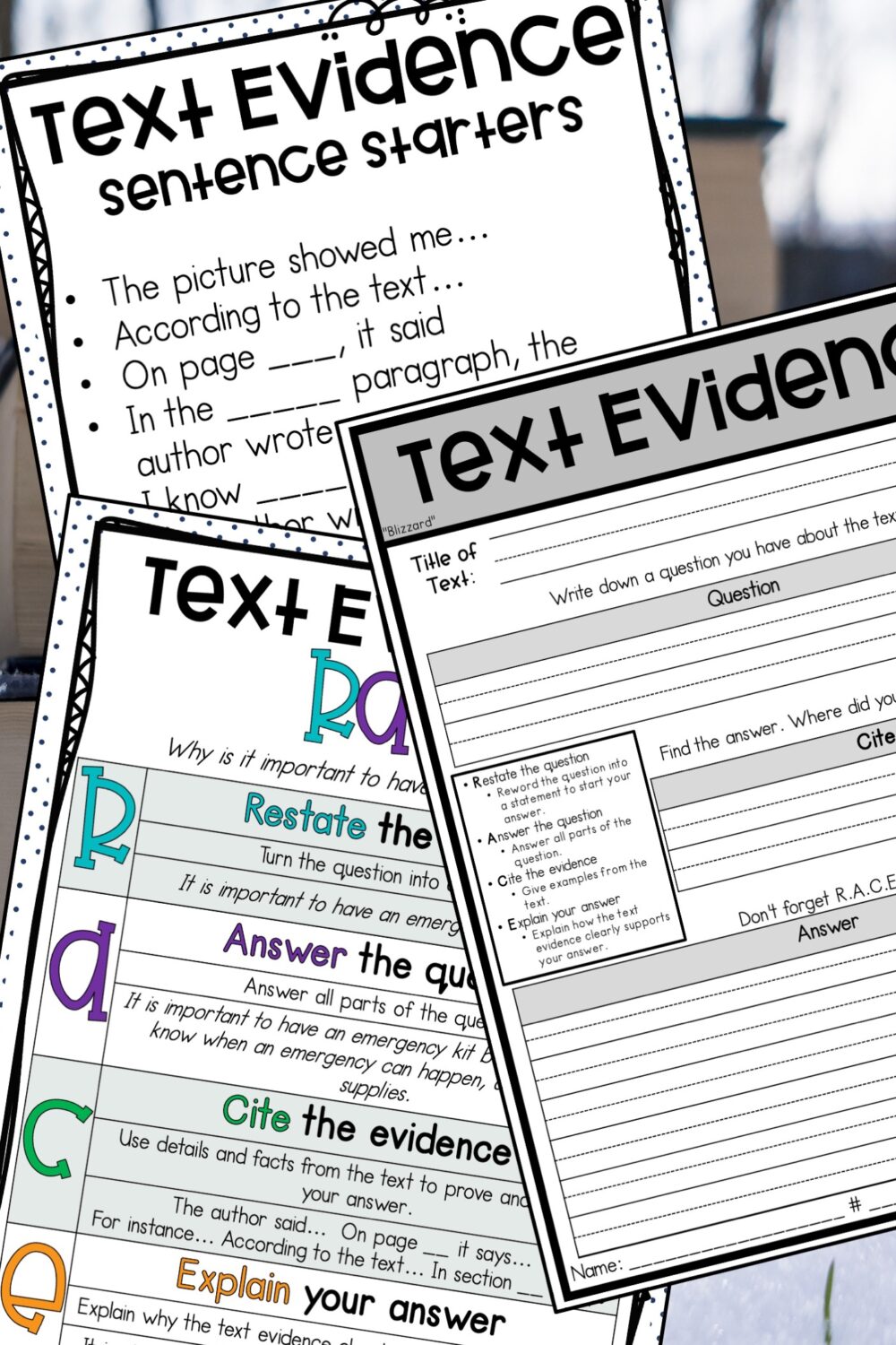 teaching text evidence free worksheets