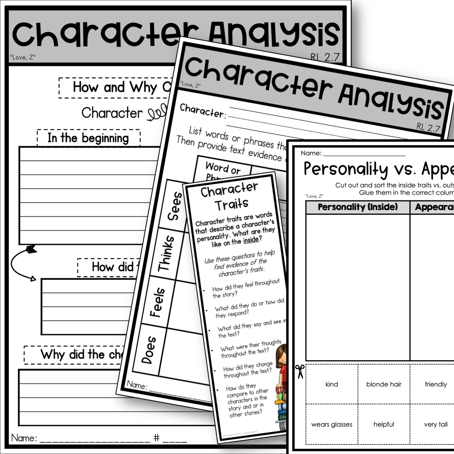 Personal Characteristics  Character trait worksheets, Character