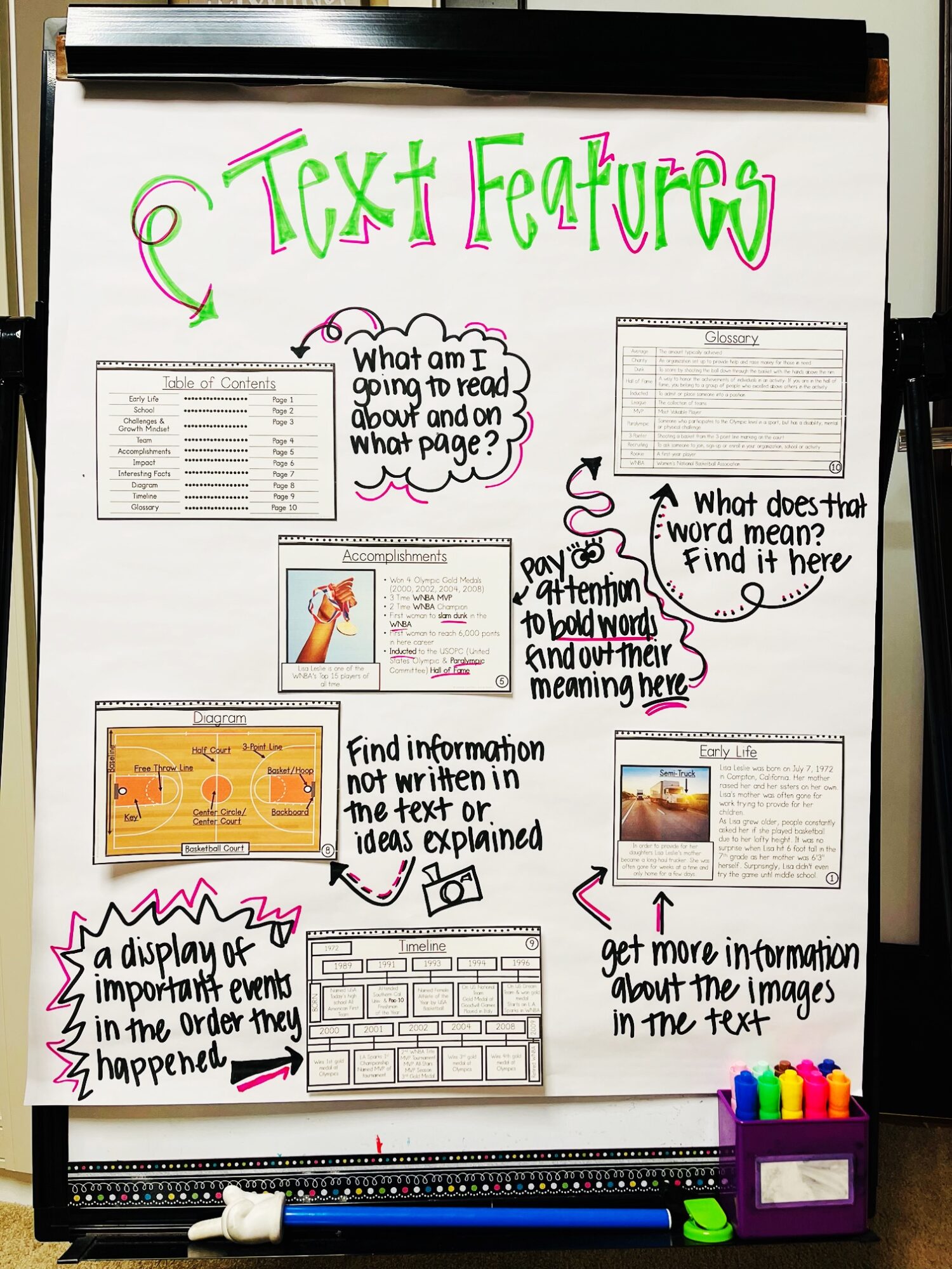 nonfiction text features anchor chart