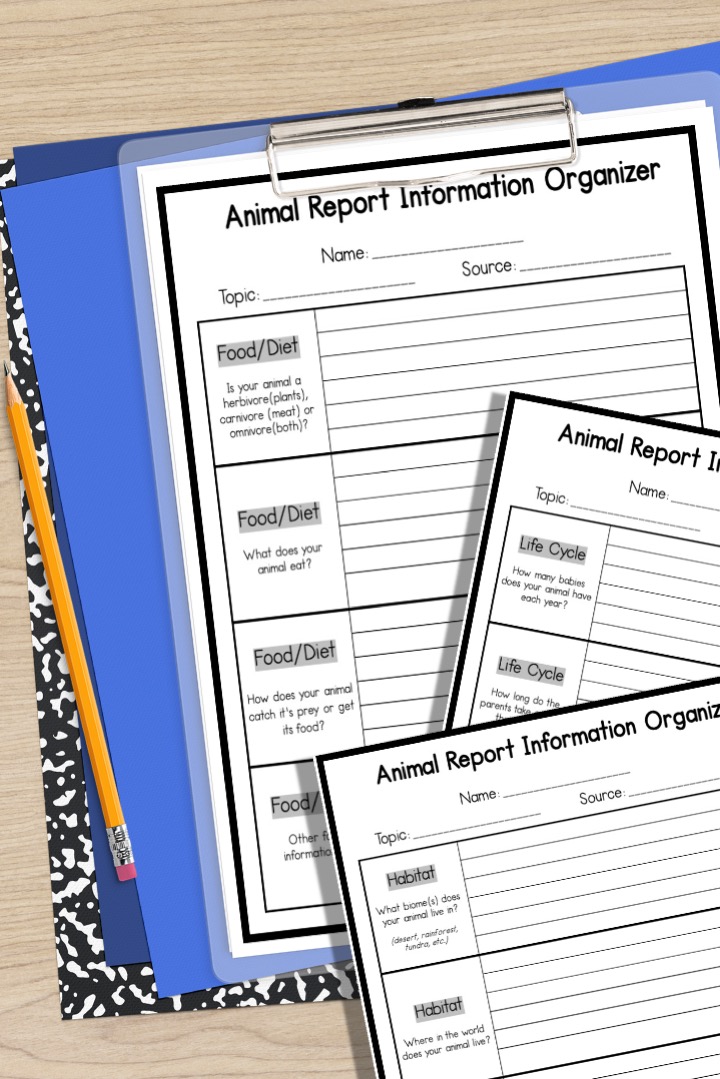 animal report note-taking for teaching informational writing