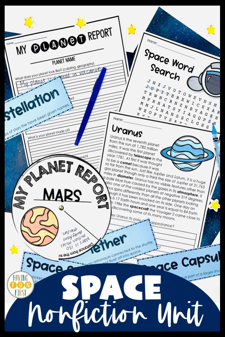 nonfiction space reading comprehension and literacy activities