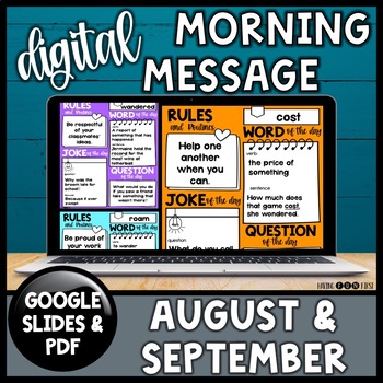 August and September morning meeting activities for 2nd grade and 3rd grade