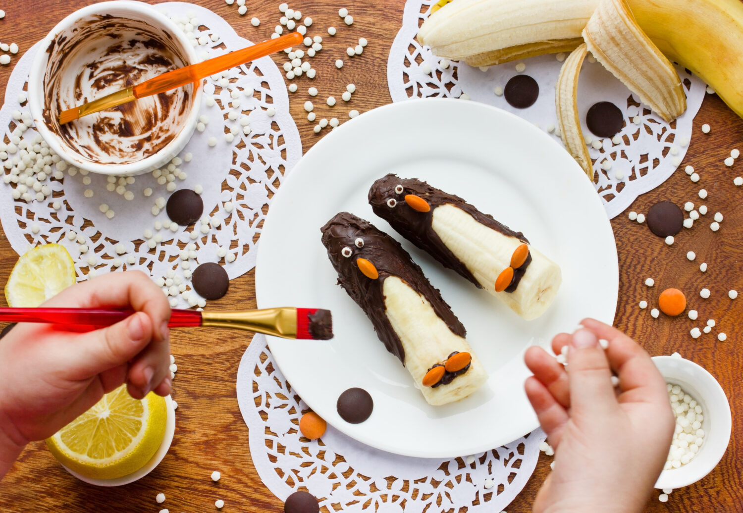 penguin banana snack