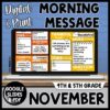 November Morning Meeting Slides 4th & 5th Grade