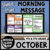 October Morning Meeting Google Slides 4th 5th grade