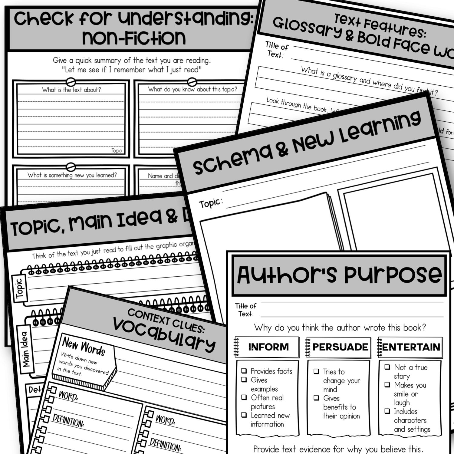 nonfiction comprehension worksheets